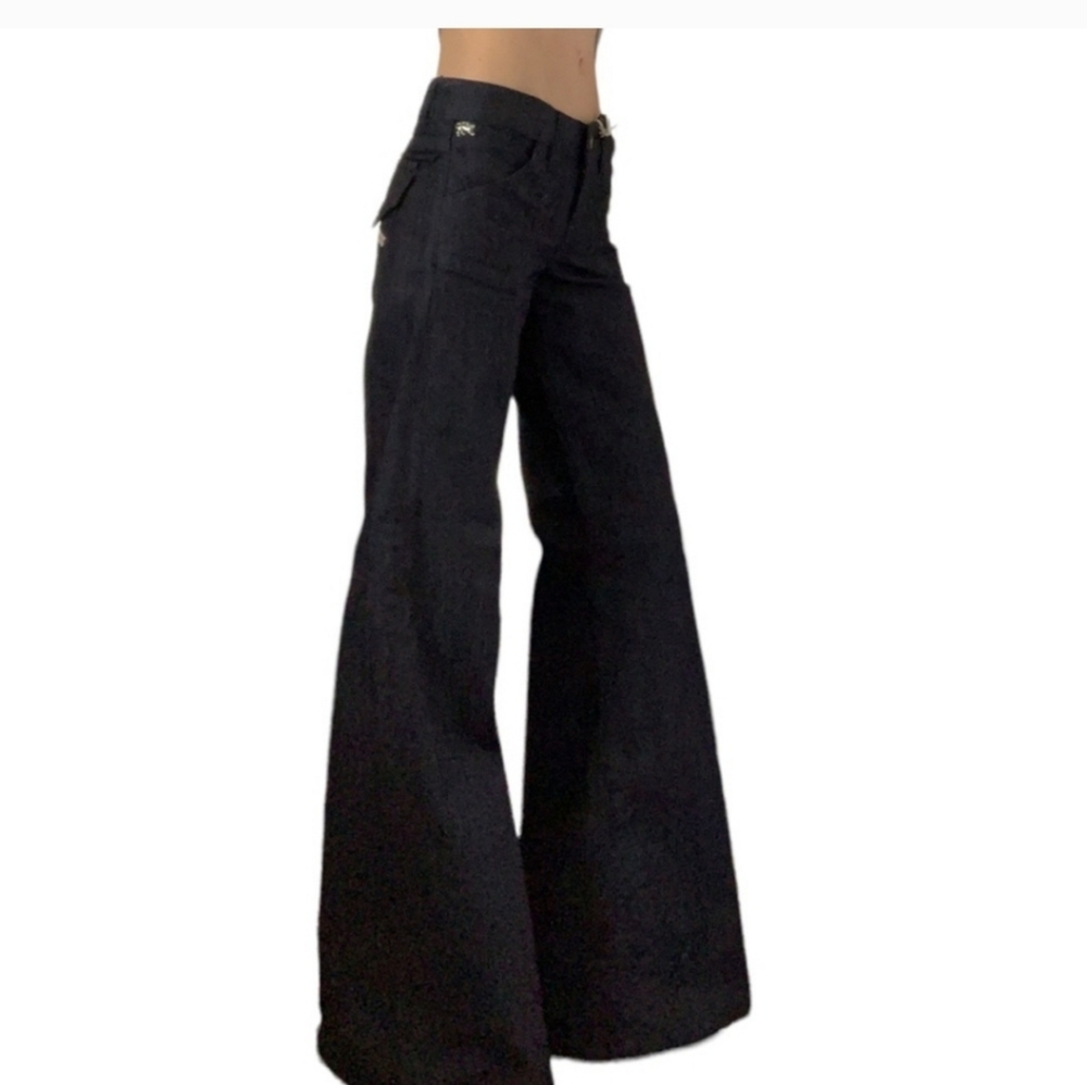 Vintage Parasuco Denim Flared Pants Dark Wash Low Rise